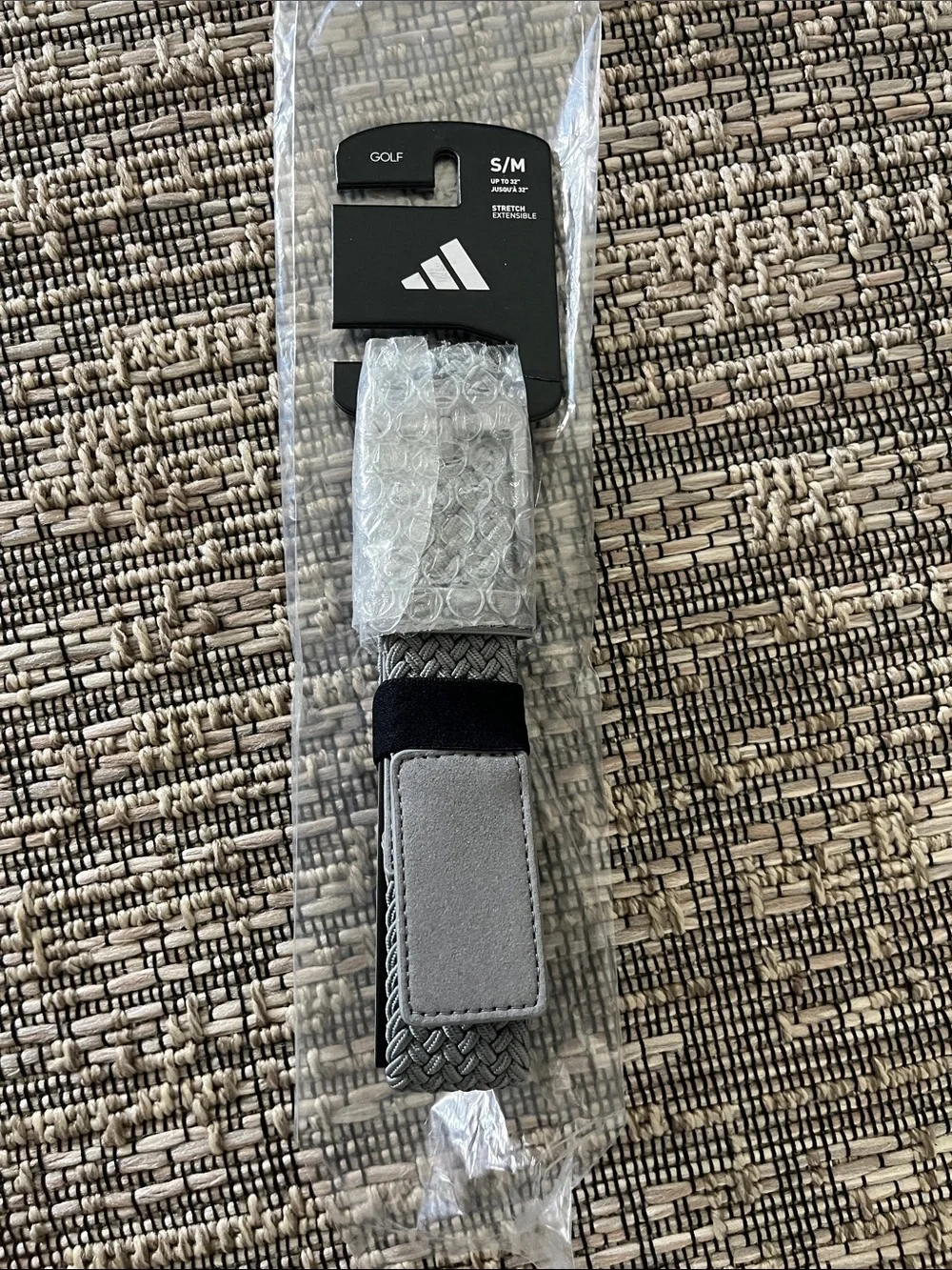 adidas Gray Braided Stretch Golf Belt with Suede Tab